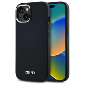 DKNY Vienkāršs logotips magnētiskais iPhone 15 viedtālruņa apvalks - melns