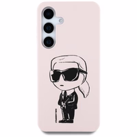 Karl Lagerfeld silikona grafiti Ikonik logotips ar magnētisko Samsung Galaxy S25 viedtālruņa apvalks rozā