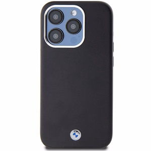 BMW paraksta ietīts metāla magnētiskais viedtālruņa apvalks iPhone 15 Pro - melns