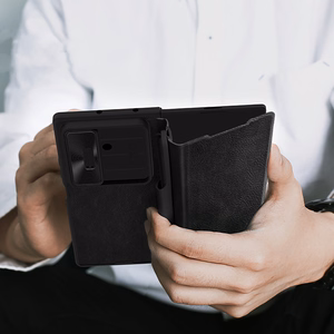 Nillkin Qin Pro viedtālruņa apvalks priekš Samsung Galaxy Z Fold 7 ar S Pen Space - melns