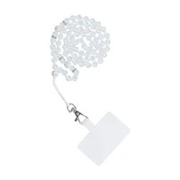 CRYSTAL DIAMOND tālruņa siksniņa, tālruņa piekariņš / auklas garums 74 cm (37 cm cilpā) / uz kakla – balts
