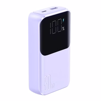 Joyroom JR-PBC06 mini portatīvais lādētājs ar iebūvētiem USB-C / Lightning kabeļiem 30W 10000mAh - violeta