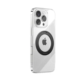 Joyroom JR-16JL6 iPhone 16 Pro īpaši plāns MagSafe saderīgs apvalks ar 360° gredzenveida statīvu - melns