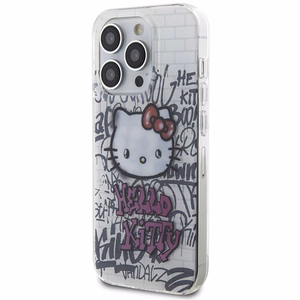 Hello Kitty IML Kitty On Bricks Graffiti viedtālruņa apvalks iPhone 15 Pro - balta