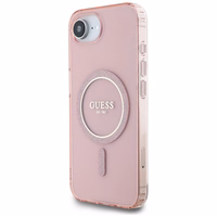 Guess IML Glitter Circle magnētiskais viedtālruņa apvalks iPhone 16e - rozā
