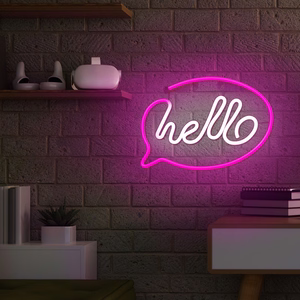 Neon LED Light HELLO rozā balts Bat + USB FLNE15 Forever Light