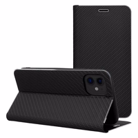 Viedtālruņa apvalks (m) - LUNA Book Carbon IPHONE XR melns (m)