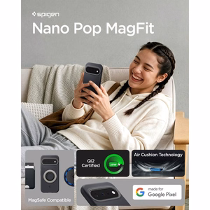 Melns Spigen Nano Pop Mag vāciņš ar MagSafe, paredzēts Google Pixel 11