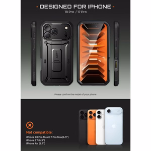 Supcase Unicorn Beetle Pro vāciņš iPhone 18 Pro / 17 Pro – melns