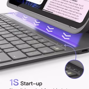 Inateck BK2007 AirTap vāciņš ar tastatūru ierīcei iPad 10.9–11", pelēks
