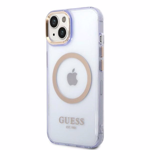 Guess GUHMP14SHTCMU iPhone 14 6.1" violeta/violeta cietais apvalks Zelta kontūra Caurspīdīgs Magnētiskais