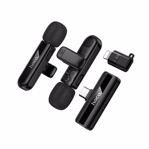 Bezvadu mikrofona komplekts Hoco L20A USB-C/Lightning black