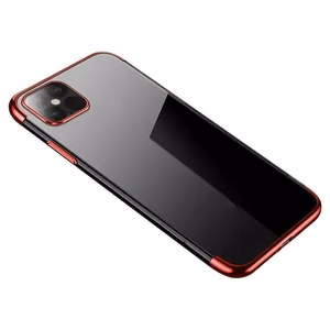 Caurspīdīgs krāsains apvalks Gel TPU ar elektroplāksnes rāmi Xiaomi Mi 11 sarkans