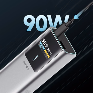 CUKTECH CKPB100PGLBL ārējais akumulators, 10000 mAh, 150 W, USB-C / USB-A, pelēks