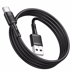 Hoco X83 USB-A – USB-C kabelis Cable USB A to USB C Hoco 3A 1 m X83, melns, 1 m, 3A