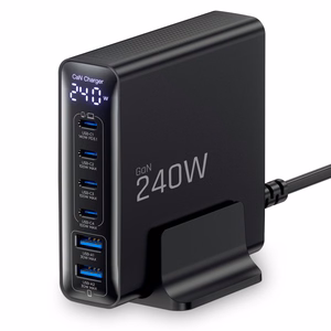 Tech-Protect DC240W-GAN 6 portu galda lādētājs PD 240W / QC3.0 melns