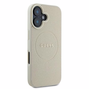 Guess Graudains Gredzens Magnētiskais viedtālruņa apvalks iPhone 16 - bēšs