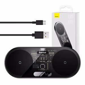 Dual Qi bezvadu lādētājs Baseus Digital LED displejs, 20 W