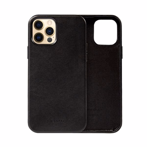 Crong Essential Cover vāciņš ierīcei iPhone 12 Pro Max, no mākslīgās ādas, melns
