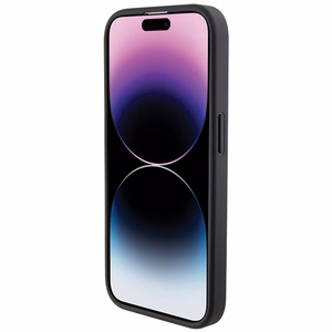 BMW ar statīvu gluds un oglekļa viedtālruņa apvalks iPhone 15 Pro - melns