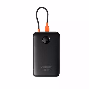 Внешний аккумулятор Veger 10000 mAh со встроенным кабелем USB-C QC3.0 PD 2A 22,5W K1C W1189 чёрный