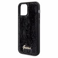 Guess Sequin Script Metal viedtālruņa apvalks iPhone 12/12 Pro - melns