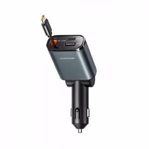 Joyroom JR-CCL07 3-in-1 Car Charger with Built-in Retractable Cable - Dark Gray