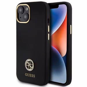 Guess silikona Logo Strass 4G viedtālruņa apvalks iPhone 15 - melns