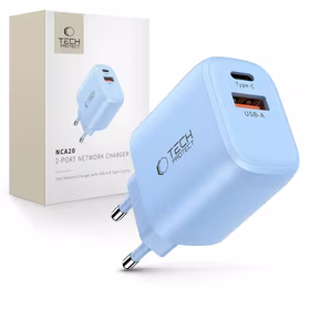 Tech-Protect NCA20 PD 20W QC3.0 USB-A / USB-C sienas lādētājs - zils