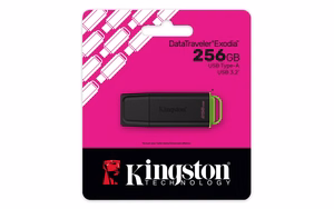 Kingston 256GB portatīvais USB 3.2 melns/zaļš