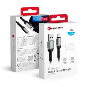 FORCELL F-ENERGY C257 kabelis USB A uz Lightning 2,4A 12W Cafule 1,2 m melns