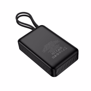 Portatīvais lādētājs Hoco 20000 mAh QC PD 2A 22,5W ar iebūvētiem kabeļiem USB C + Lightning J171A melns