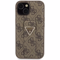Guess viedtālruņa apvalks ar statīvu Grip Stand 4G Triangle Strass iPhone 15 - brūns