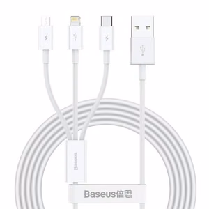 USB kabelis Baseus 3in1 Superior balts 150 cm līdz 3.5A