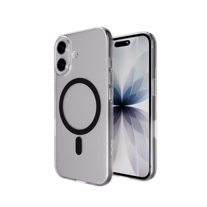 Чехол Puro Lite Mag TPU+PC совместимый с MagSafe для iPhone 17 - прозрачный с чёрным кольцом