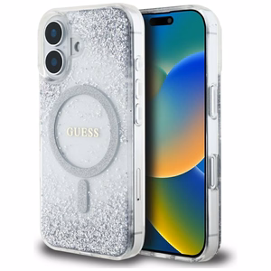 Guess HC sveķu apakšas spīdums MagSafe apvalks iPhone 16 - sudraba