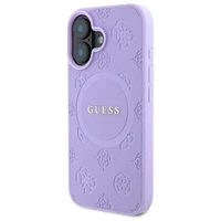 Guess Saffiano Peony Classic Logo Magnētiskais viedtālruņa apvalks iPhone 16 Plus - violets