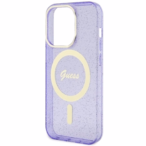 Guess GUHMP14XHCMCGU iPhone 14 Pro Max 6.7" violets cietais apvalks Glitter Gold Magnētiskais