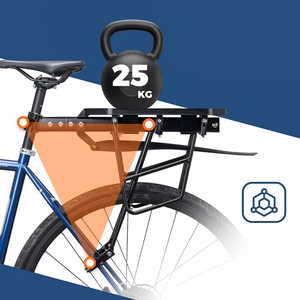 Rockbros RBHJ-1 Black Diamond velosipēda bagāžnieks ar dubļusargu un ātro stiprinājumu 26-29" kalnu velosipēdiem - melns