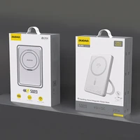 Dudao K28 10000mAh PD 22.5W Magnētiskā portatīvais lādētājs ar metāla apvalku un gredzena statīvu - sudraba