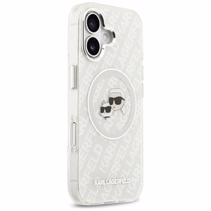 Karl Lagerfeld IML Mirdzošais Karl & Choupette Heads Logo magnētiskais viedtālruņa apvalks iPhone 17 - pelēks