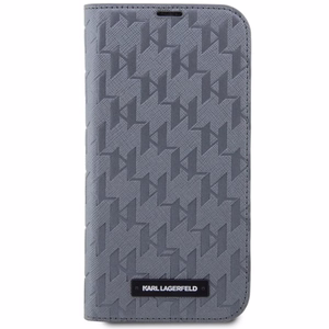 Karl Lagerfeld KLBKP14LSAKLHPG iPhone 14 Pro 6.1" grāmatas apvalks sudraba/sudraba Saffiano Monogram