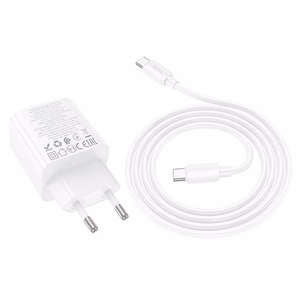 Viedtālruņa lādētājs Hoco 2 x USB C + 2 x USB A QC3.0 PD 3A 20W + kabelis USB C uz USB C N55 balta