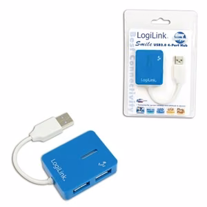 LogiLink UA0136 Smile – 4 portu USB 2.0 centrmezgls, zils