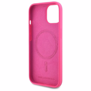 Karl Lagerfeld KLHMP15SSKHPPLF iPhone 15 6.1" fuksijas/fuksijas cietais apvalks Silikona Karl galvas apdruka MagSafe