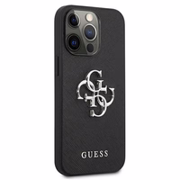 Guess Saffiano 4G Metal Logo viedtālruņa apvalks iPhone 13 Pro / 13 6.1 - melns