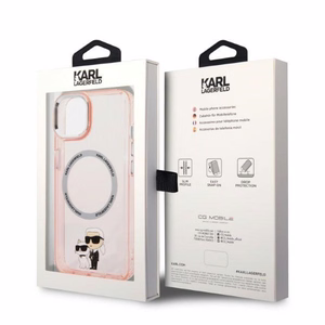 Karl Lagerfeld KLHMP14MHNKCIP iPhone 14 Plus 6.7" kietais apvalks rozā/rozā Ikonisks Karl&Choupette Magnētiskais