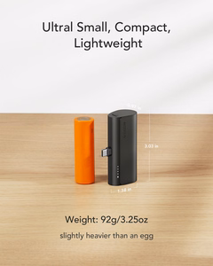 VEGER Portatīvais lādētājs 5000 mAh ar iebūvētu savienotāju Type C PD QC3.0 3A 20W PlugOn (W0556) melns