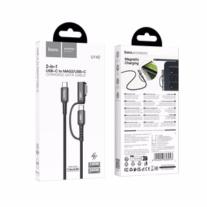 Kabelis 2in1 USB C uz USB C / Mag3 Hoco 240W 1,8 m U142 melns