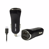 Beline auto lādētājs 2xUSB + USB-C 2,1A melns